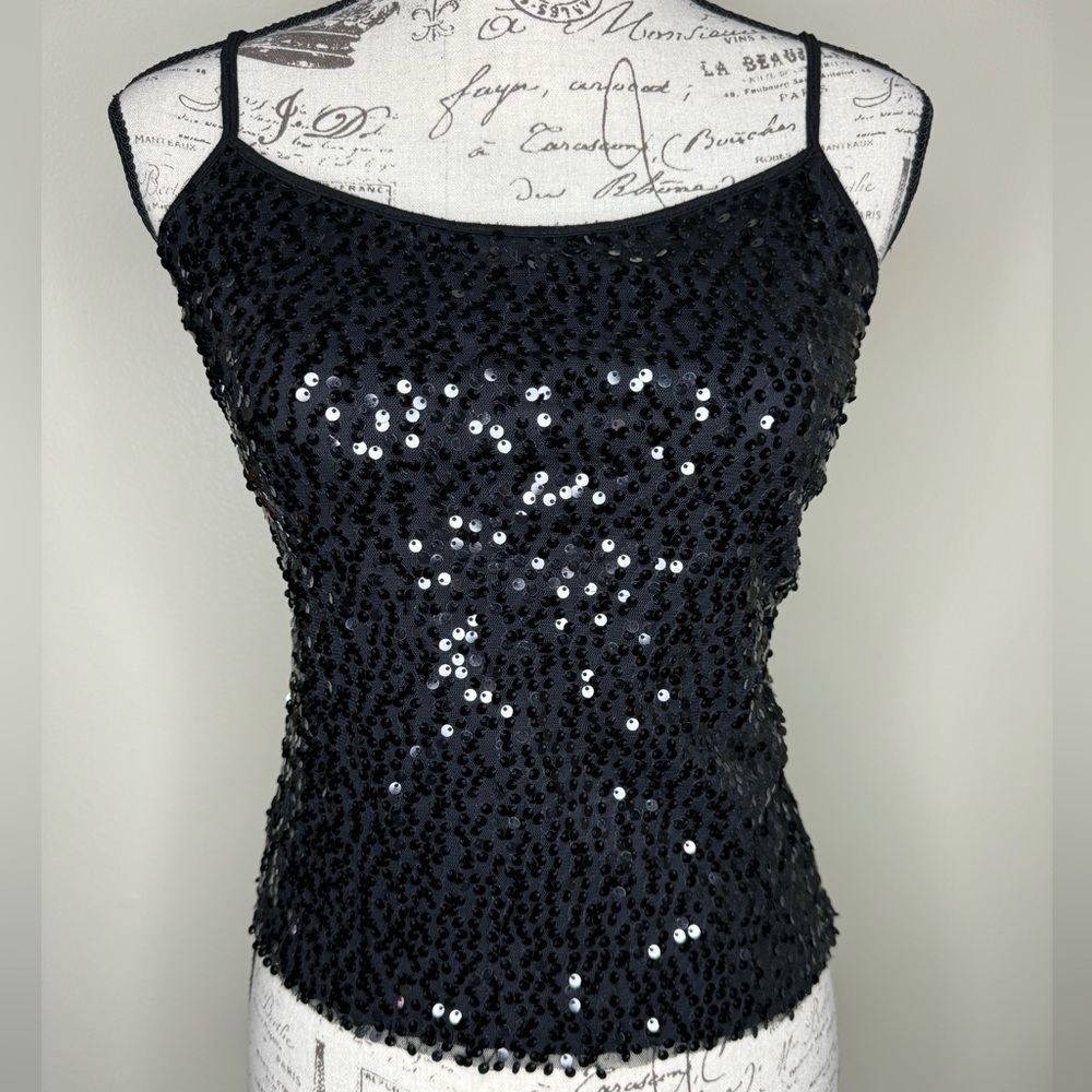 Weavers Sparkly Sequin Overlay Tank Top